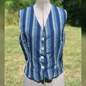 FINAL Vintage Blue Handmade Striped Vest